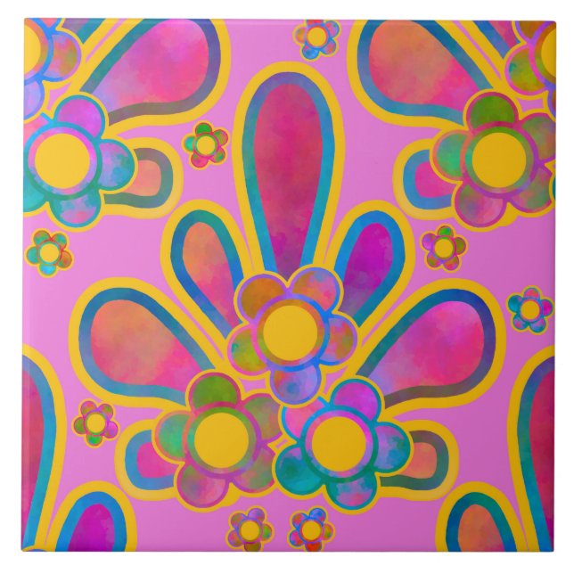 Azulejo De Cerâmica Lâmpada Decadente de Refrigerante de Aquarela no S (Frente)