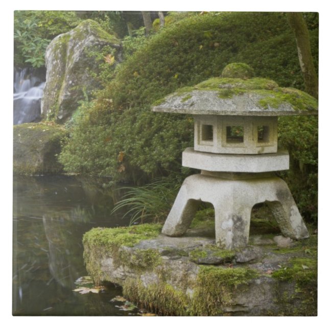 Azulejo De Cerâmica Lanterna de pedra e quedas celestes (Frente)