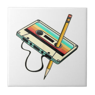 Azulejo De Cerâmica Lápis de fita de cassete dos anos 80 - Lâmpada ret