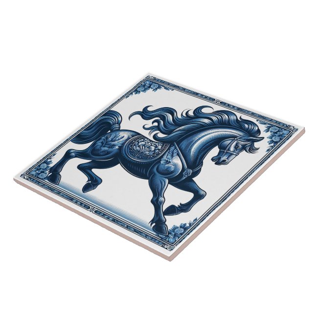 Azulejo De Cerâmica Lapis Stallion: Majestade Botânica (Lateral)