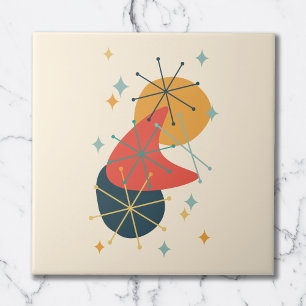 Azulejo De Cerâmica Laranja, Amarelo, Abstrato do século Médio de carv