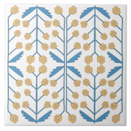 Azulejo De Cerâmica Laranja Azul Rosa Floral Mediterrâneo Espanhol
