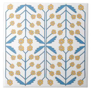 Azulejo De Cerâmica Laranja Azul Rosa Floral Mediterrâneo Espanhol