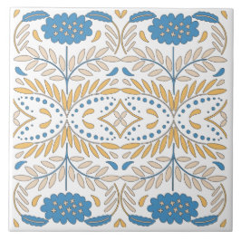 Azulejo De Cerâmica Laranja Azul Rosa Floral Mediterrâneo Espanhol