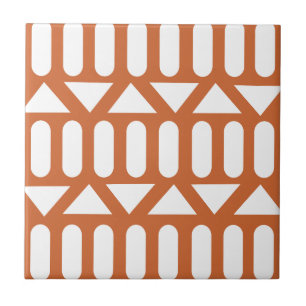 Azulejo De Cerâmica Laranja Branco Moderno Geométrico