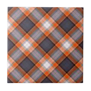 Azulejo De Cerâmica Laranja e xadrez dos azuis marinhos