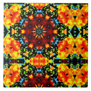 Azulejo De Cerâmica Laranja Floral