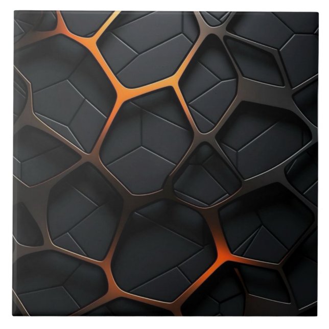 Azulejo De Cerâmica Laranja Preto (Frente)