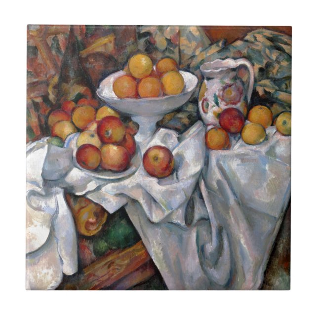 Azulejo De Cerâmica Laranjas da Vida Estática - Paul Cezanne Pintura (Frente)