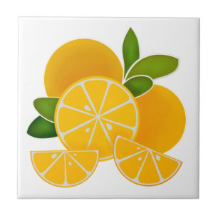 Azulejo De Cerâmica Laranjas, fatias de laranja, frutas de citrinos