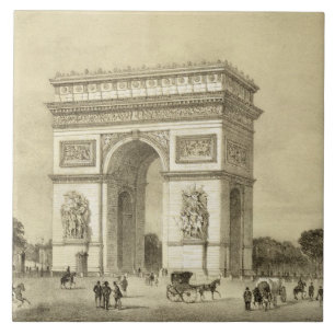 Azulejo De Cerâmica L'Arc de Triomphe, Paris, gravada por Auguste Bry
