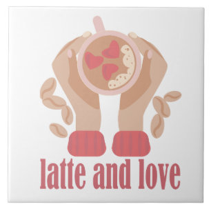 Azulejo De Cerâmica Latite e xícara de amor, mãos e café