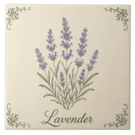Azulejo De Cerâmica Lavanda Botânica Vintage Cozinha de Campo Erva