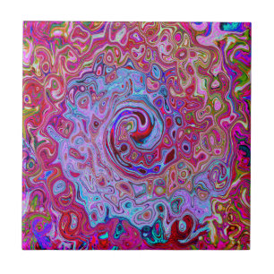 Azulejo De Cerâmica Lavanda de Abstrato de Groovy retrô e espiral mag