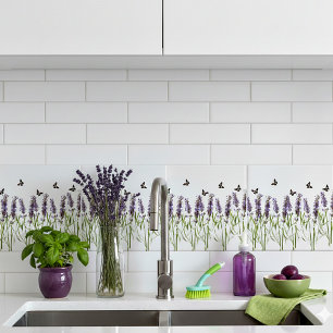Azulejo De Cerâmica Lavanda e borboletas