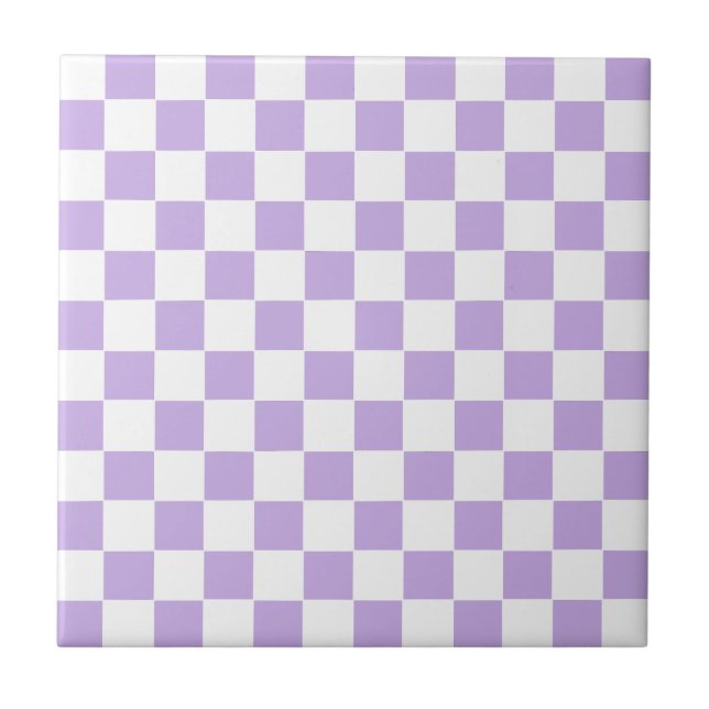 Azulejo De Cerâmica Lavanda e branco verificados (Frente)