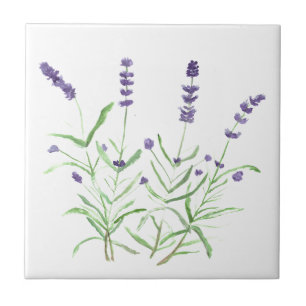 Azulejo De Cerâmica Lavanda flores botânicas cor d'água púrpura