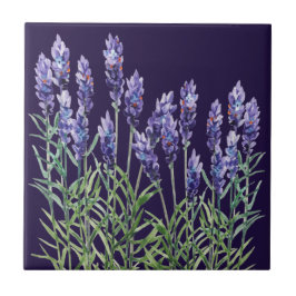 Azulejo De Cerâmica Lavanda pintada com aquarelas