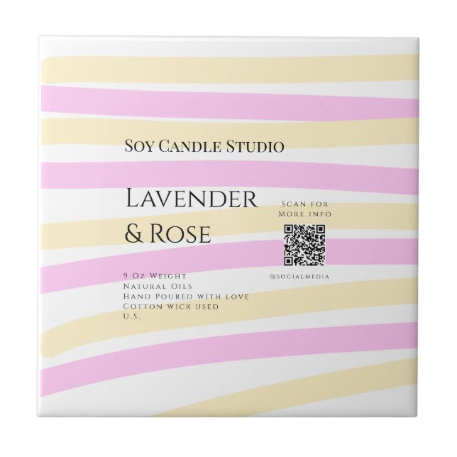 Azulejo De Cerâmica Lavanda soy candela com rosa adicione q r código t (Frente)