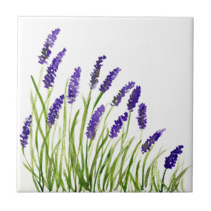 Azulejo De Cerâmica Lavandas flores herbáceas roxas rústicas