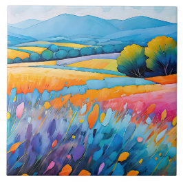 Azulejo De Cerâmica Lavande Serenité. Provença de Paisagem Ampla