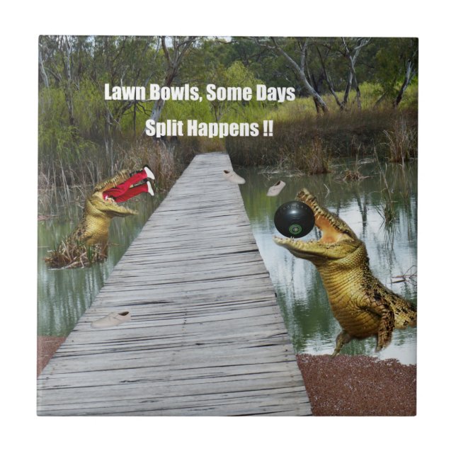 Azulejo De Cerâmica Lawn Bowls - A divisão da Austrália acontece, Azul (Frente)