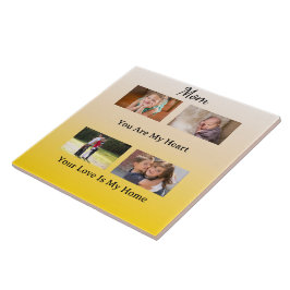 Azulejo De Cerâmica Layout de Quatro Fotos - Tributo Creme e Dourado