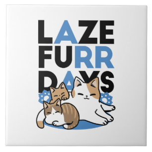 Azulejo De Cerâmica Lazer - Design de Gatos Preguiçosos