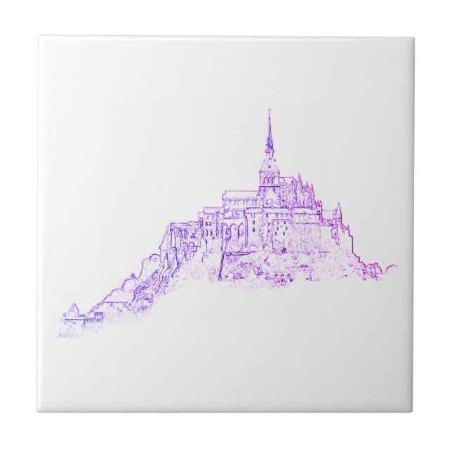 Azulejo De Cerâmica Le Mont Santo Michel France Arquitetura Sketch (Frente)