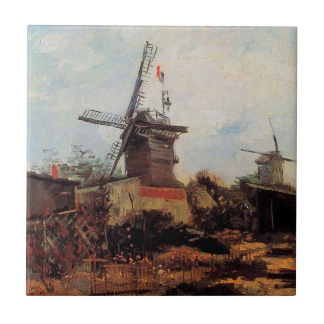 Azulejo De Cerâmica Le Moulin de Blute Fin por Vincent van Gogh (Frente)