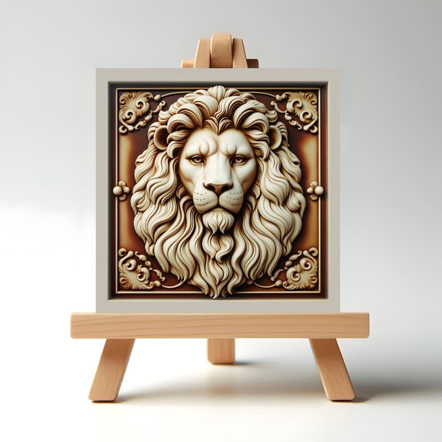 Azulejo De Cerâmica Leão (Lion Ceramic tile on easel display)