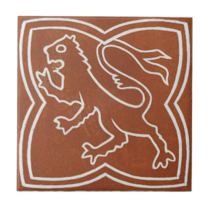 Azulejo De Cerâmica Leão cerâmico irlandês do vermelho do design da