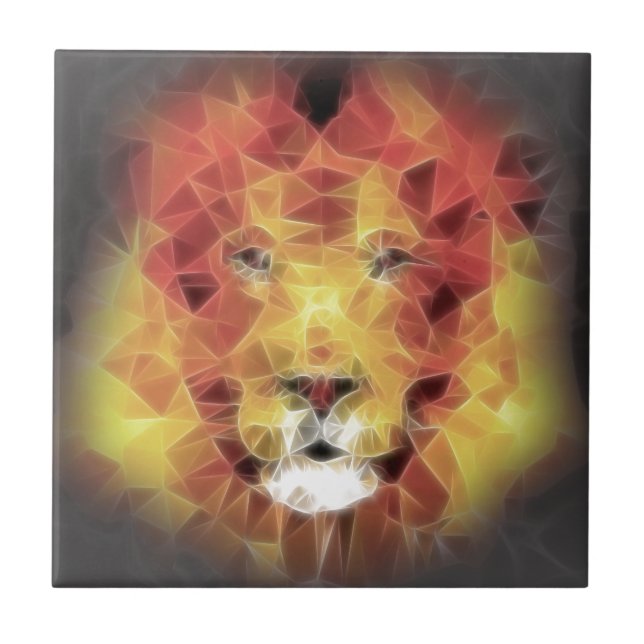 Azulejo De Cerâmica Leão Fractal (Frente)