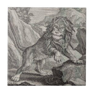 Azulejo De Cerâmica Leão macho no Parque Nacional Serengeti, Tanzânia