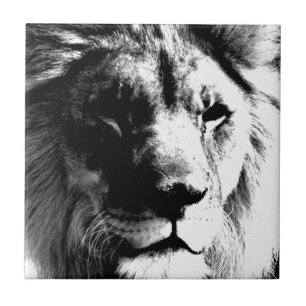 Azulejo De Cerâmica Leão preto e branco