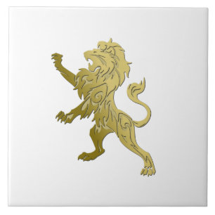 Azulejo De Cerâmica Leão Real ouro em Branco