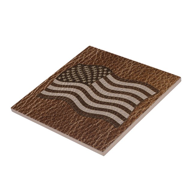 Azulejo De Cerâmica Leather-Look USA Flag (Lateral)