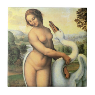 Azulejo De Cerâmica Leda e o Cisne de Leonardo da Vinci