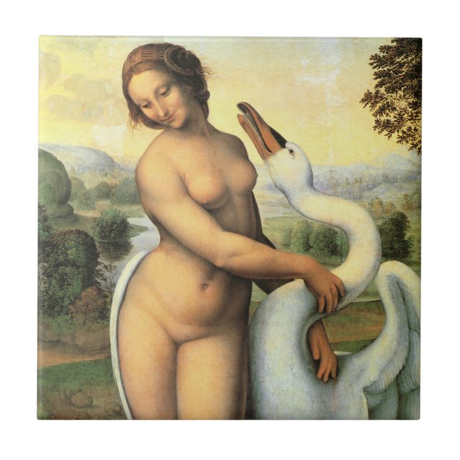 Azulejo De Cerâmica Leda e o Cisne de Leonardo da Vinci (Frente)
