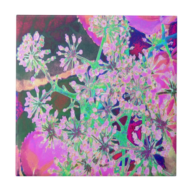 Azulejo De Cerâmica Legal Abstrato na Natureza a Rosa e Verde limão (Frente)