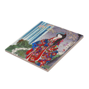 Azulejo De Cerâmica Legal arte clássica de geisha do Japão