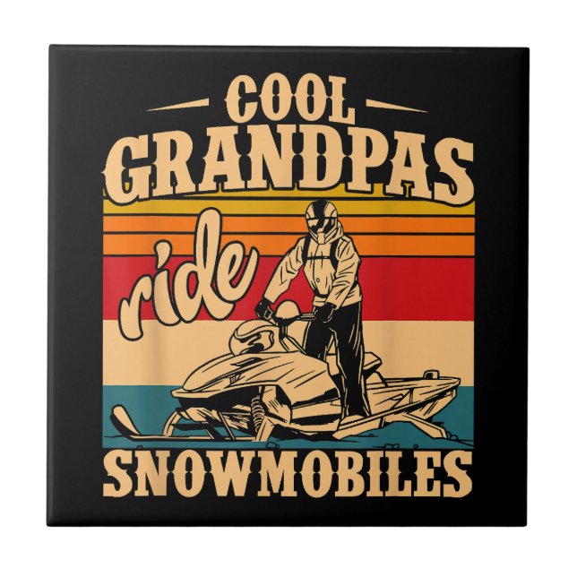 Azulejo De Cerâmica Legal Grandpas caminha Snowmobiles Snowmobile Snow (Frente)