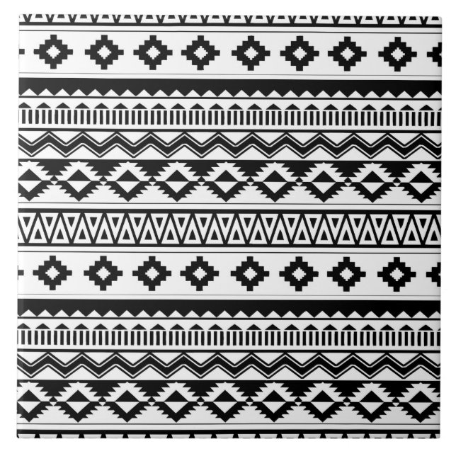Azulejo De Cerâmica legal padrão branco-branco-aztec, traçado (Frente)