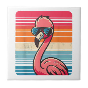 Azulejo De Cerâmica Legal Retro Flamingo nos óculos escuros dos anos 7