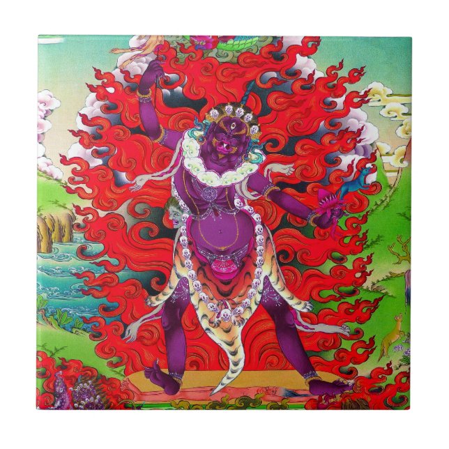 Azulejo De Cerâmica Legal tatuagem de tibetano thangka Ekajati arte (Frente)