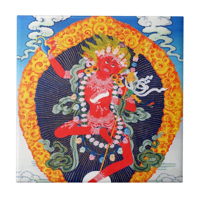 Azulejo De Cerâmica Legal tatuagem tibetana thangka Vajravarahi (Frente)