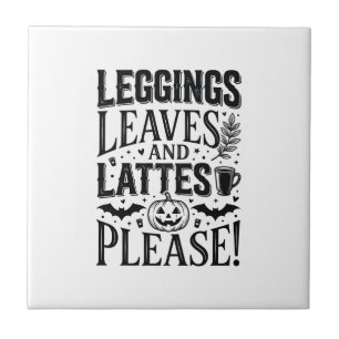 Azulejo De Cerâmica Leggings Folhas Lattes Halloween Outono Desenho Ca