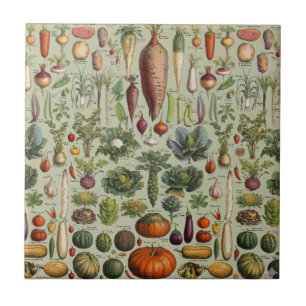 Azulejo De Cerâmica legumes de jardim francês botânico vintage