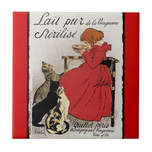 Azulejo De Cerâmica Leite de ensaio para os Gatinhos (Frente)