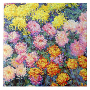 Azulejo De Cerâmica Leito de Crisântemos por Monet